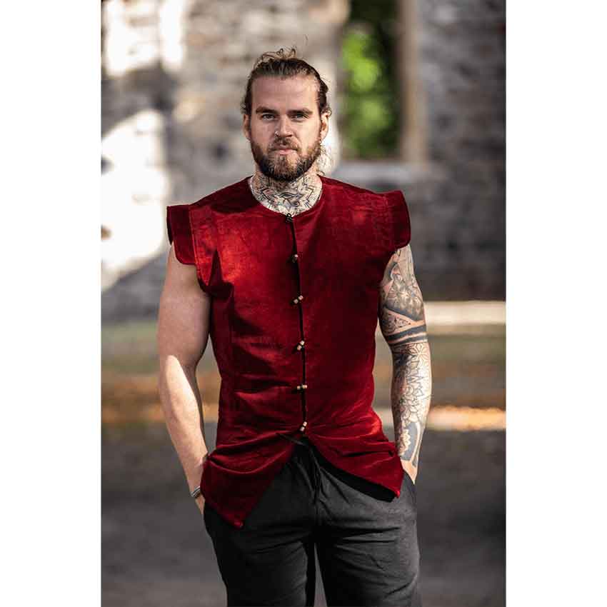 Heinrich Mens Lined Medieval Vest - Red
