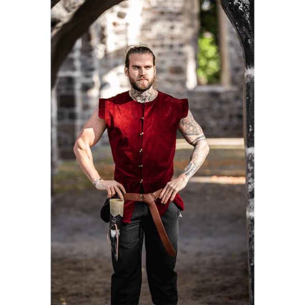 Heinrich Mens Lined Medieval Vest - Red