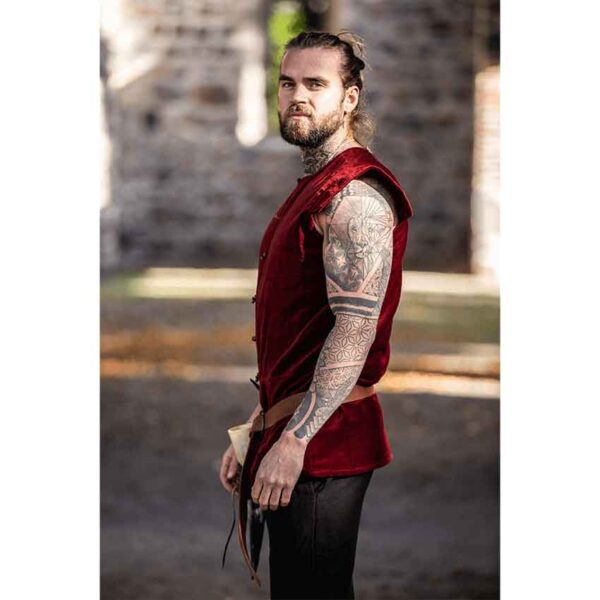 Heinrich Mens Lined Medieval Vest - Red