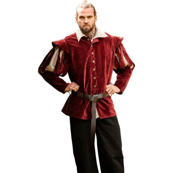 Brandolf Landsknecht Slit Sleeve Doublet - Red