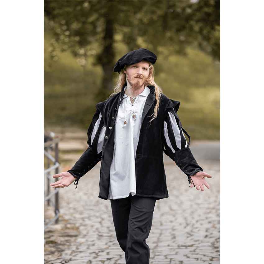 Brandolf Landsknecht Slit Sleeve Doublet - Black