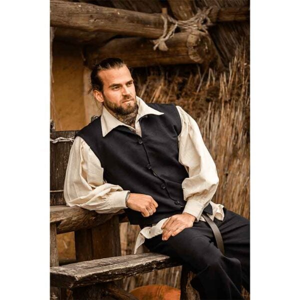 Irvin Hand Woven Cotton Medieval Vest - Black