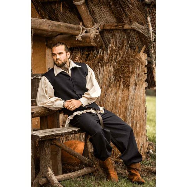 Irvin Hand Woven Cotton Medieval Vest - Black