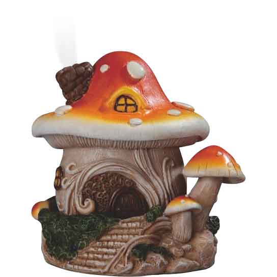 Orange Mushroom House Incense Burner