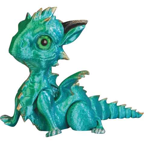 Articulated 3D Sitting Seafoam Dragon