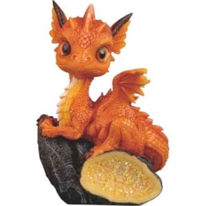 Orange Dragon Hatchling on Crystal Statue