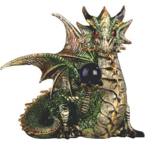 Green Dragon with Black Orb Statue