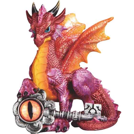 Pink Guardian of the Key Dragon Statue