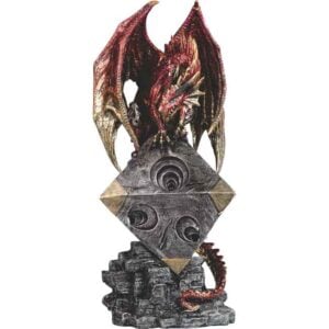 Red Dragon on Ancient Ruins Statue