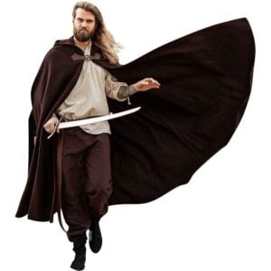 Ilmar Medieval Cloak with Dragon Clasp - Brown
