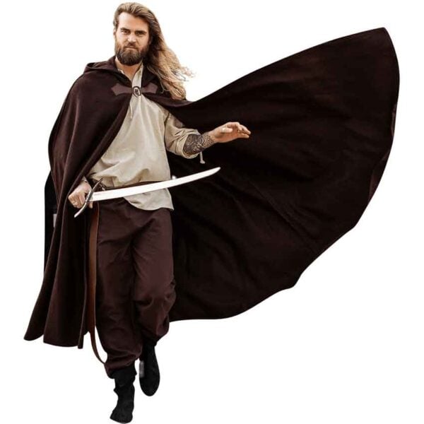 Ilmar Medieval Cloak with Dragon Clasp - Brown