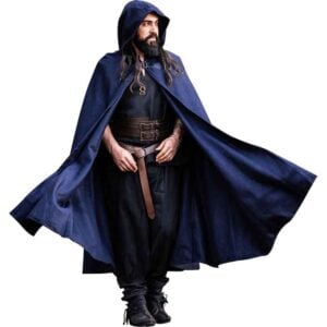 Ilmar Medieval Cloak with Dragon Clasp - Blue