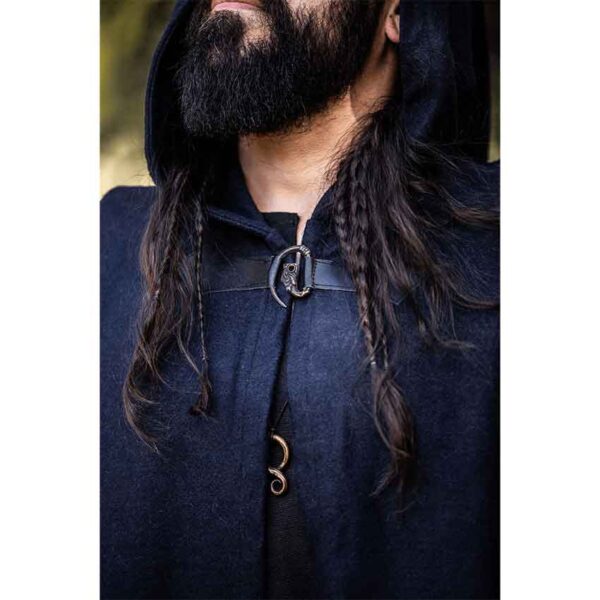 Ilmar Medieval Cloak with Dragon Clasp - Blue