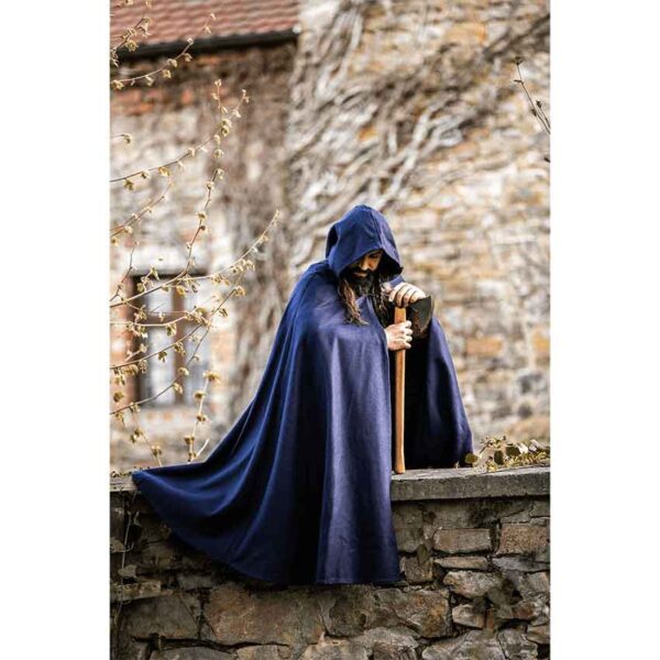 Ilmar Medieval Cloak with Dragon Clasp - Blue