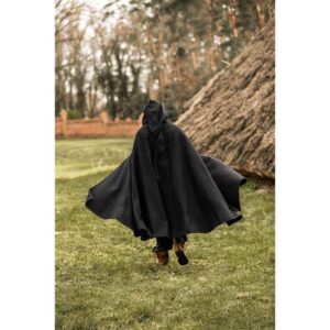 Ilmar Medieval Cloak with Dragon Clasp - Black