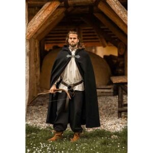 Ilmar Medieval Cloak with Dragon Clasp - Black