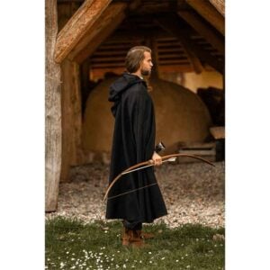 Ilmar Medieval Cloak with Dragon Clasp - Black
