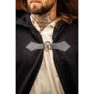 Ilmar Medieval Cloak with Dragon Clasp - Black