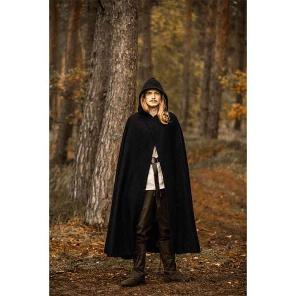 Thorian Medieval Wool Cloak - Black