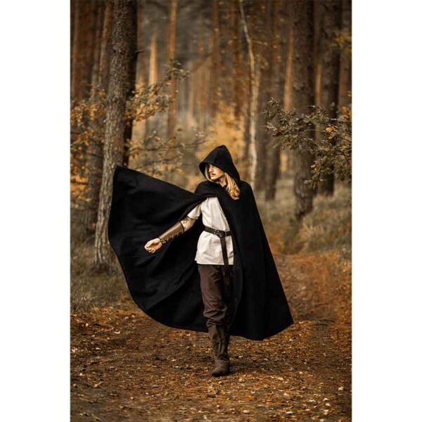 Thorian Medieval Wool Cloak - Black
