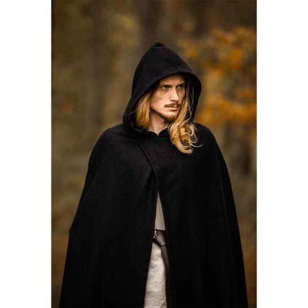 Thorian Medieval Wool Cloak - Black