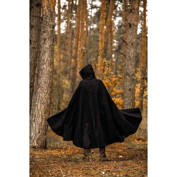 Thorian Medieval Wool Cloak - Black
