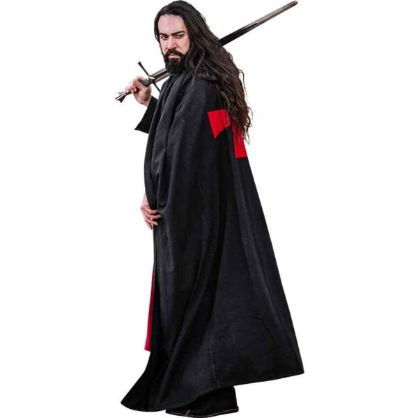 Arnulf Knights Templar Cloak - Black with Red