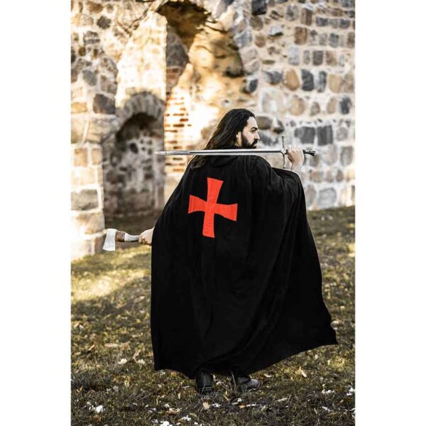 Arnulf Knights Templar Cloak - Black with Red
