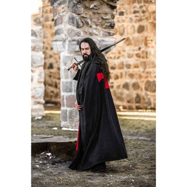 Arnulf Knights Templar Cloak - Black with Red