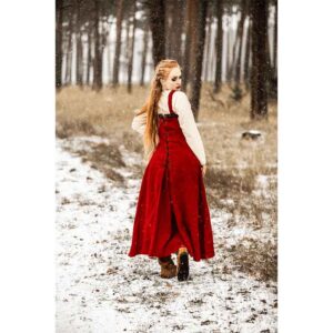 Alena Viking Linen Overdress - Red