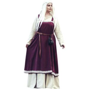 Halla Embroidered Viking Overdress - Red