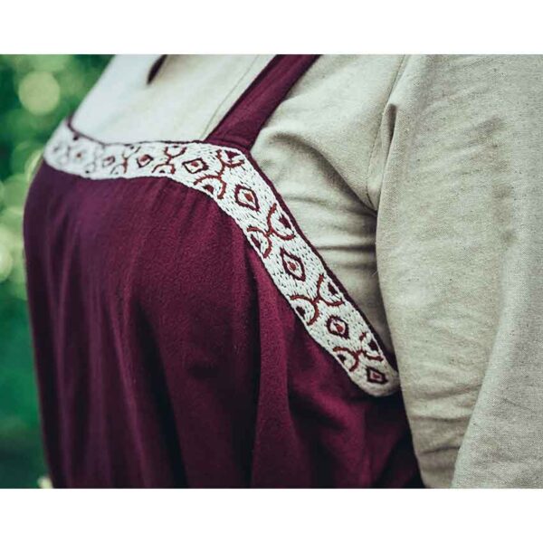 Halla Embroidered Viking Overdress - Red