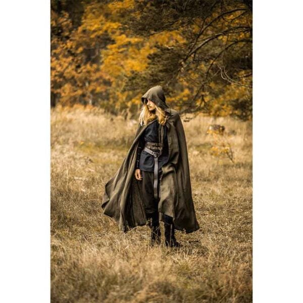 Mimir Medieval Linen Cloak - Green