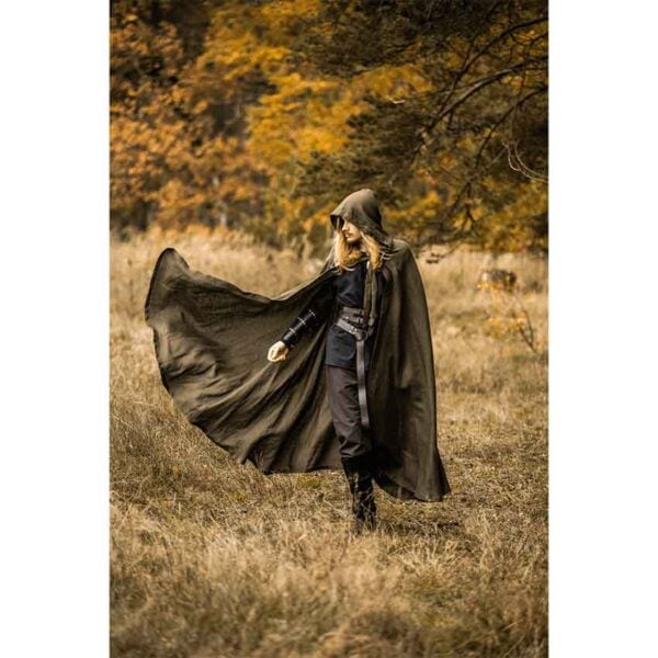 Mimir Medieval Linen Cloak - Green