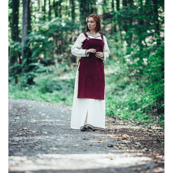 Aila Viking Wool Overdress - Red