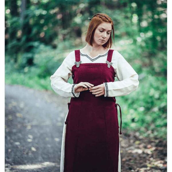 Aila Viking Wool Overdress - Red