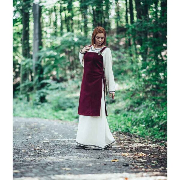 Aila Viking Wool Overdress - Red