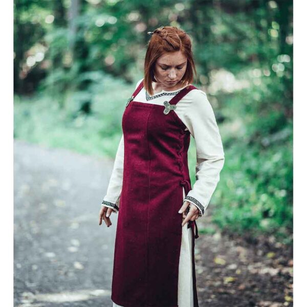 Aila Viking Wool Overdress - Red