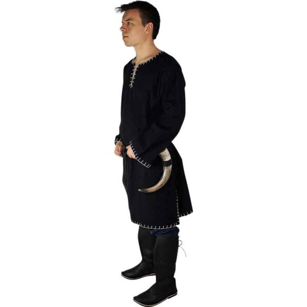 Erwin Stitched Viking Tunic - Black