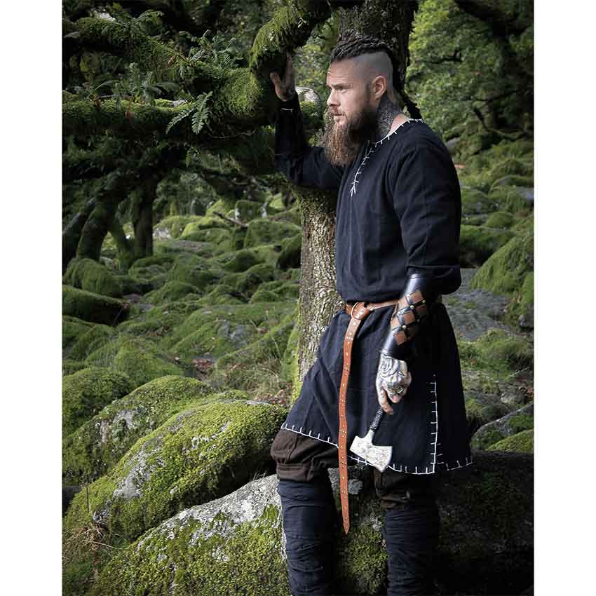 Erwin Stitched Viking Tunic - Black