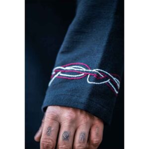 Snorri Urnes Embroidered Viking Tunic - Black with Red