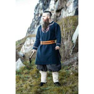 Snorri Urnes Embroidered Viking Tunic - Black with Red