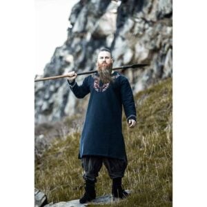 Snorri Urnes Embroidered Viking Tunic - Black with Red