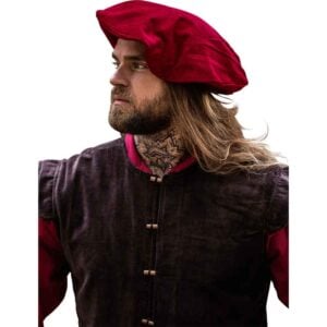 Kurt Medieval Velvet Beret - Red