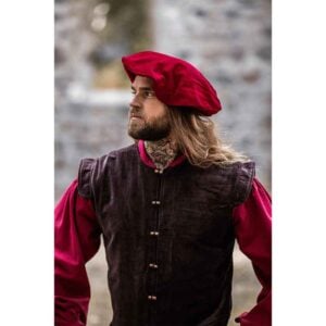 Kurt Medieval Velvet Beret - Red