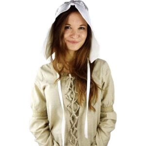 Claire Medieval Bonnet - White