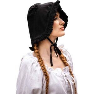 Silke Ruffled Bonnet - Black
