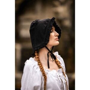 Silke Ruffled Bonnet - Black
