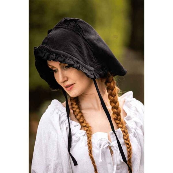 Silke Ruffled Bonnet - Black