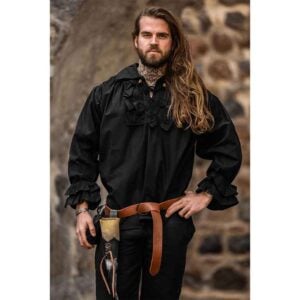 Dracula Ruffled Pirate Shirt - Black
